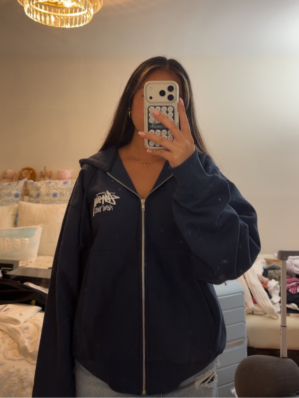 Stussy Navy Blue New York Chapter Limited Edition Zip Up Hoodie